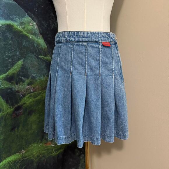y2k denim pleated mini skirt preppy streetwear retro style - Picture 3 of 6